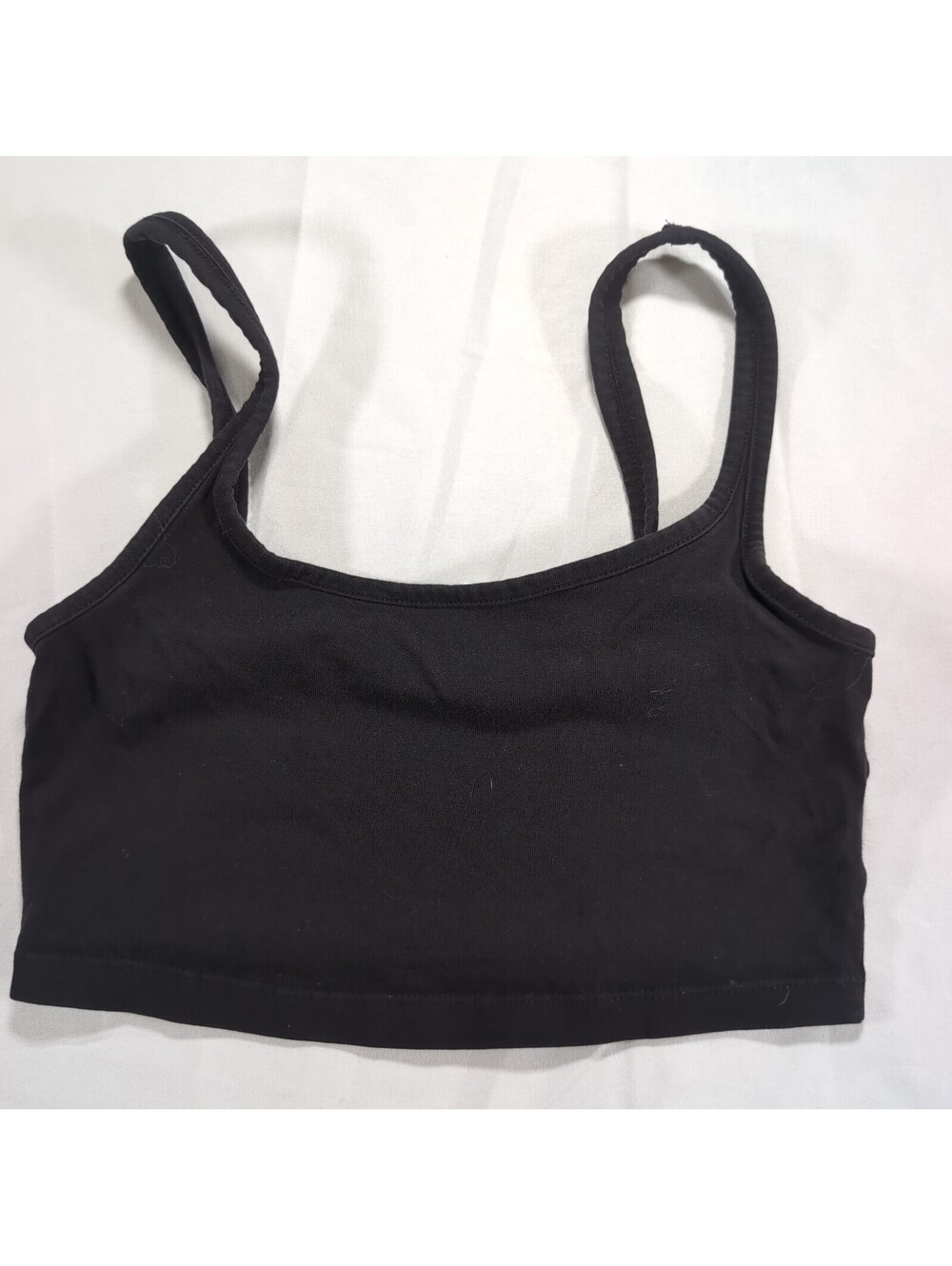 Divided by H&M basic square neck cropped cami tank top in classic solid black